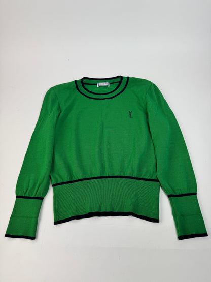 Vintage Yves Saint Laurent Crewneck Sweater Green Black M