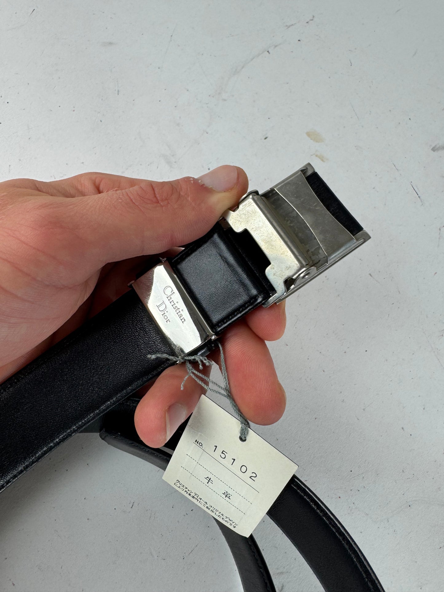 Vintage Dior Leather Belt Black new with tag