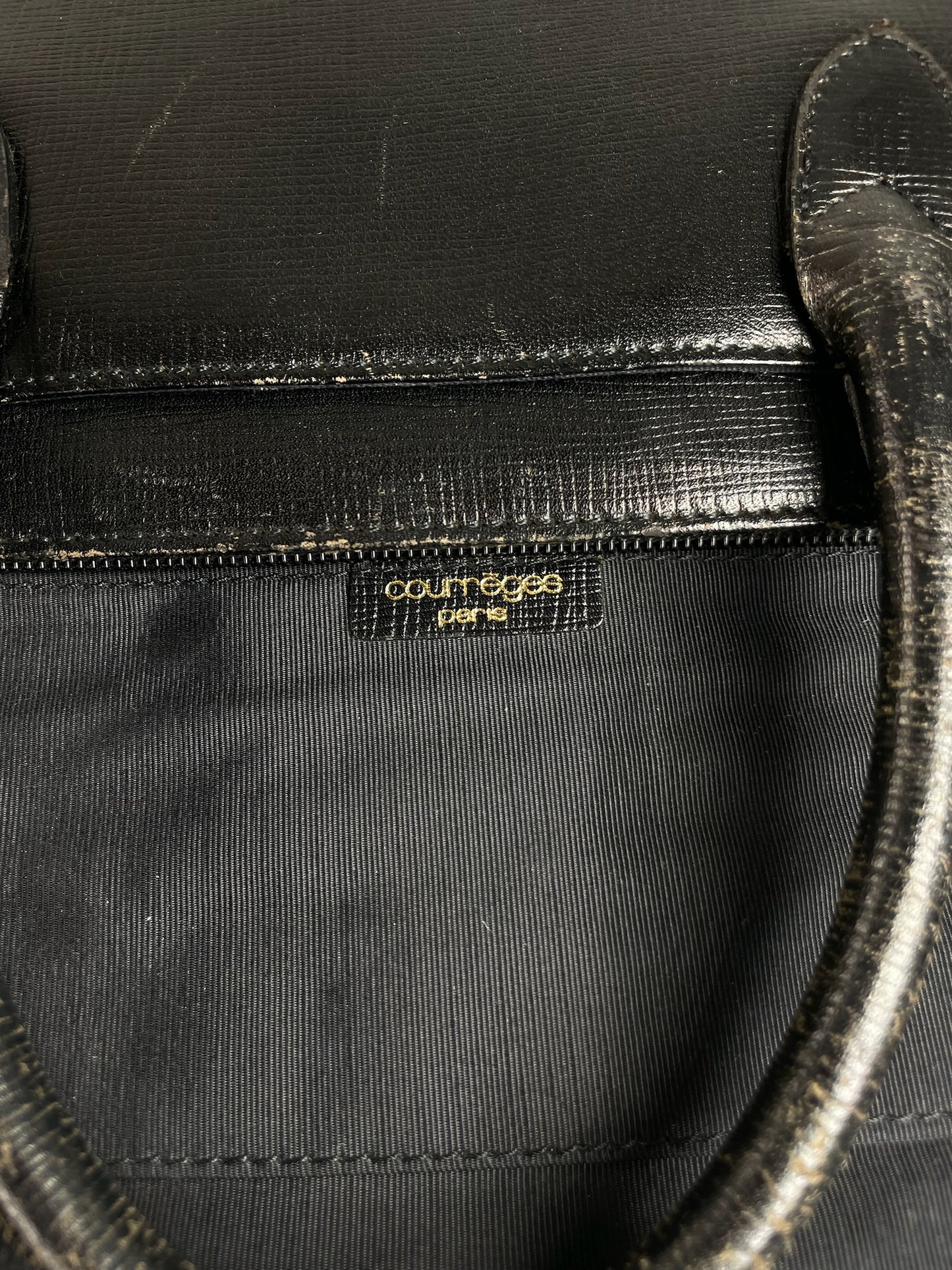 Vintage Courreges Leather Handbag Black