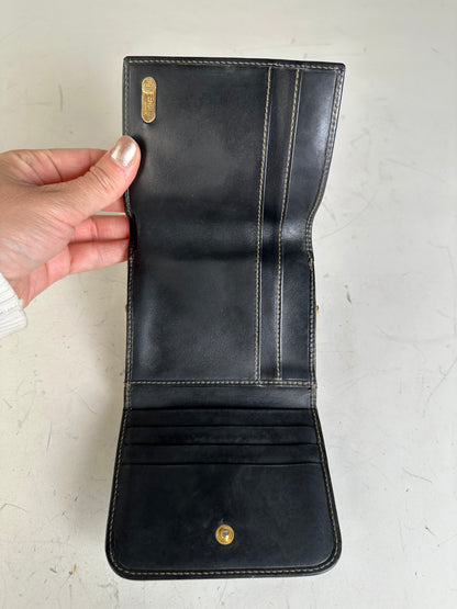 Vintage Fendi Zucca Canvas Leather Wallet Black Brown