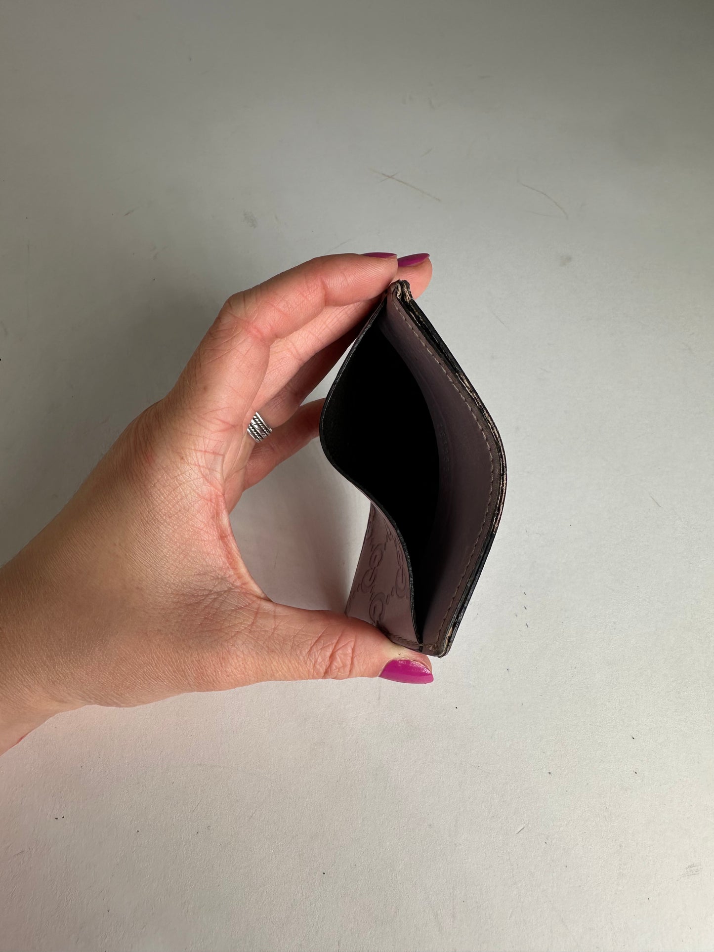Vintage Gucci Leather Monogram Card Holder Purple