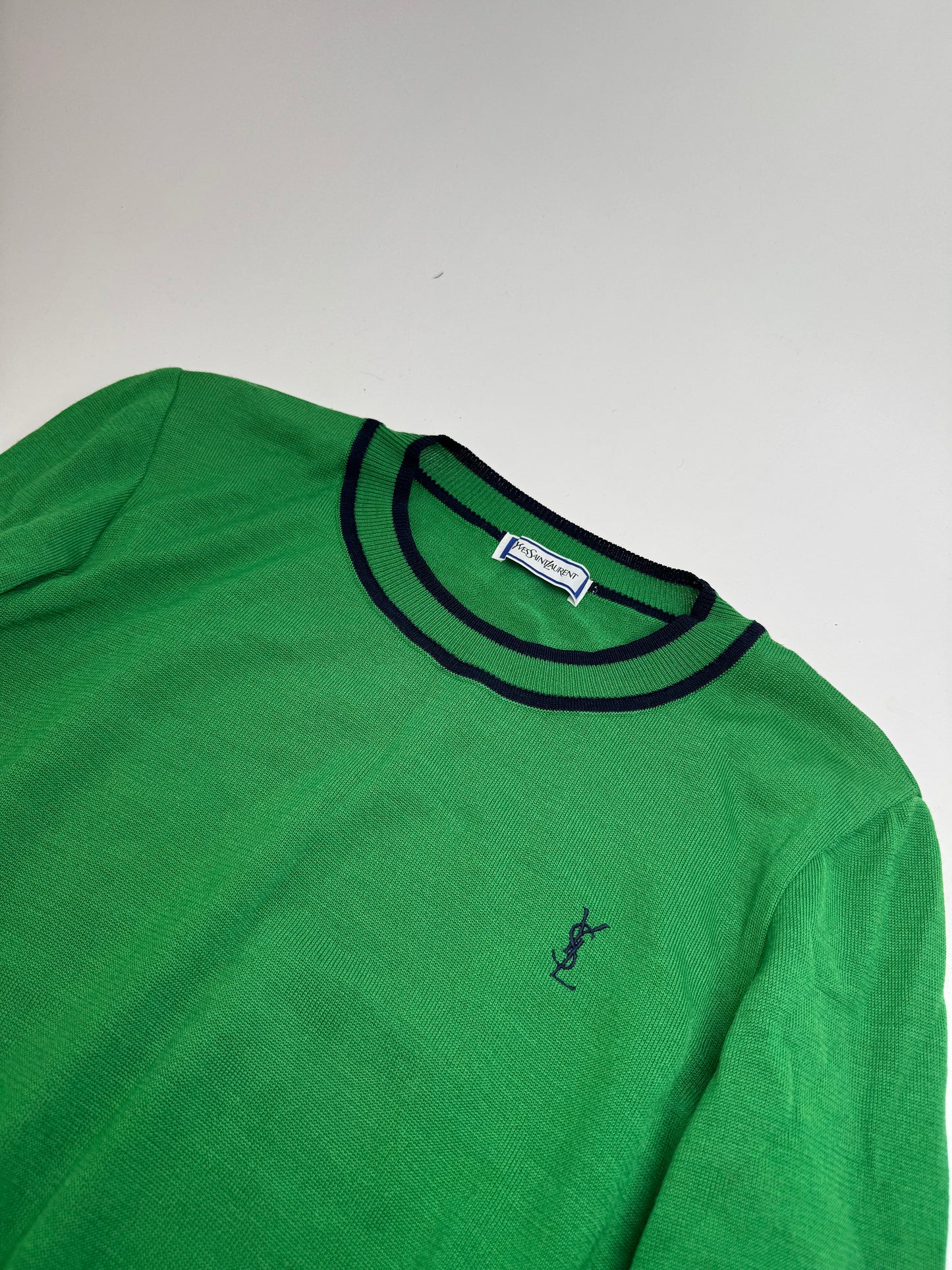 Vintage Yves Saint Laurent Crewneck Sweater Green Black M