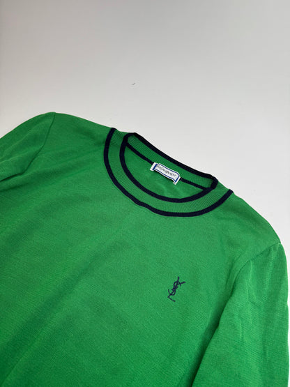 Vintage Yves Saint Laurent Crewneck Sweater Green Black M