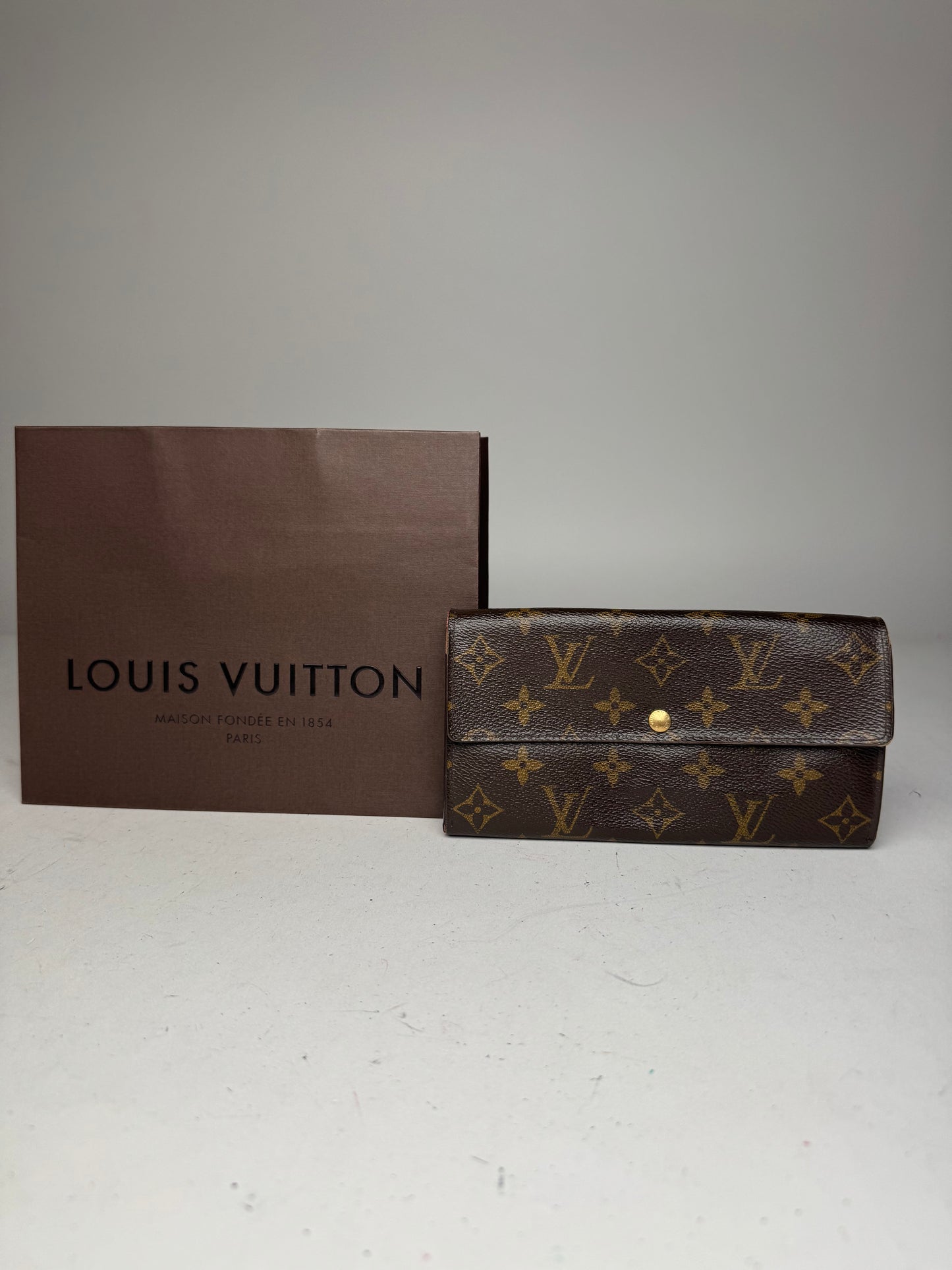 Vintage Louis Vuitton Monogram Leather Wallet Brown