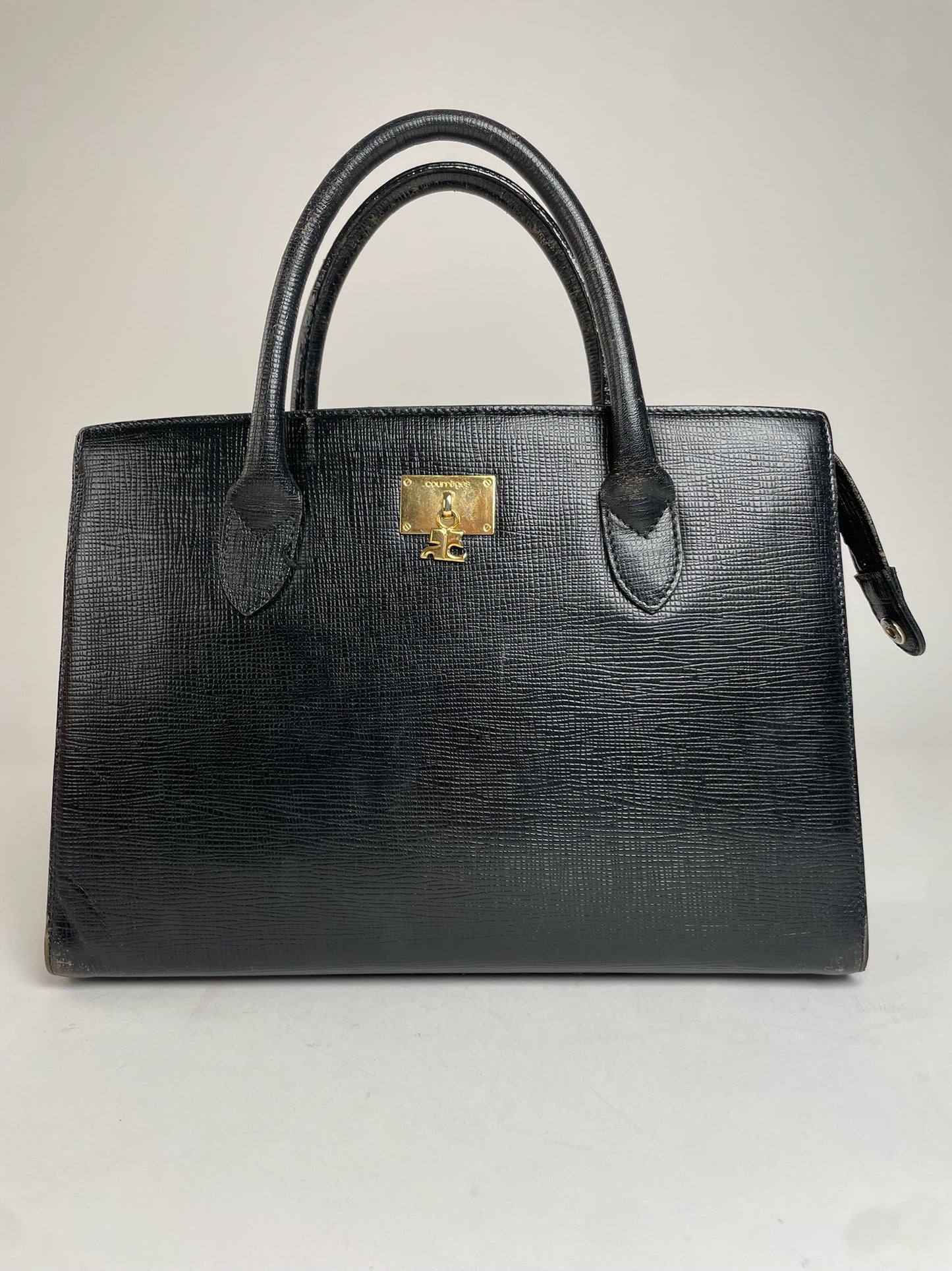 Vintage Courreges Leather Handbag Black