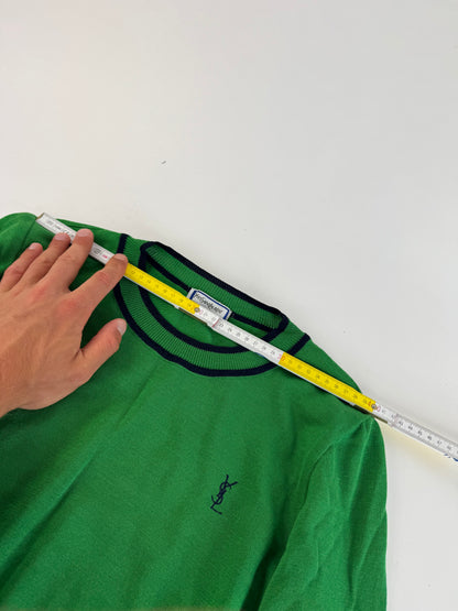 Vintage Yves Saint Laurent Crewneck Sweater Green Black M