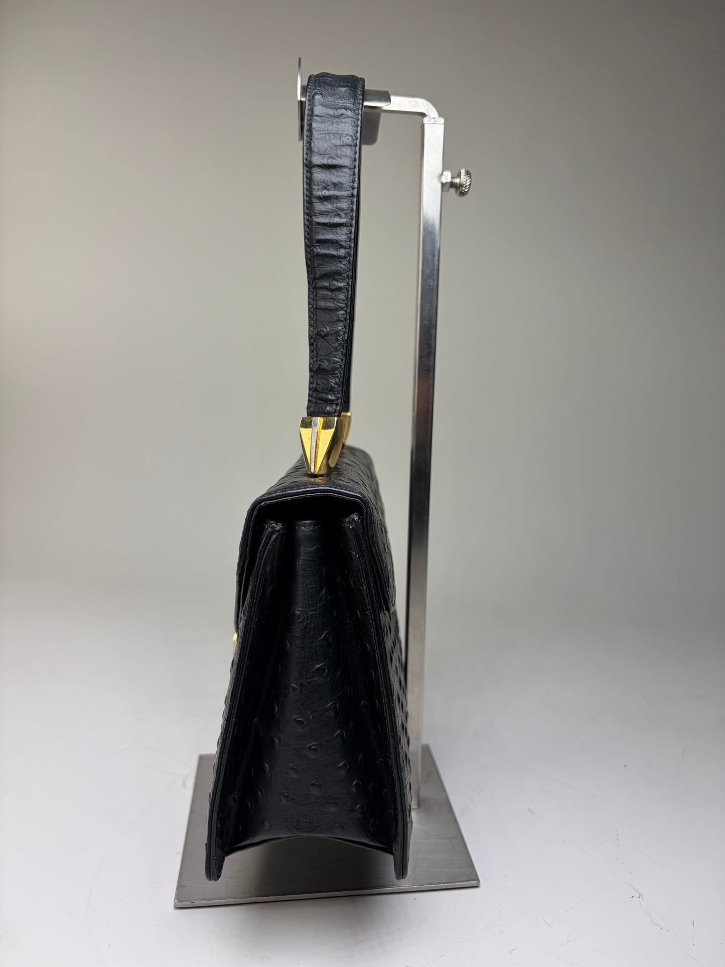 Vintage Givenchy Structured Leather Handbag Black Gold