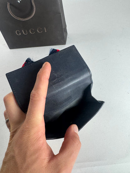 Vintage Gucci Ophidia Leather Wallet Gray Red Navy
