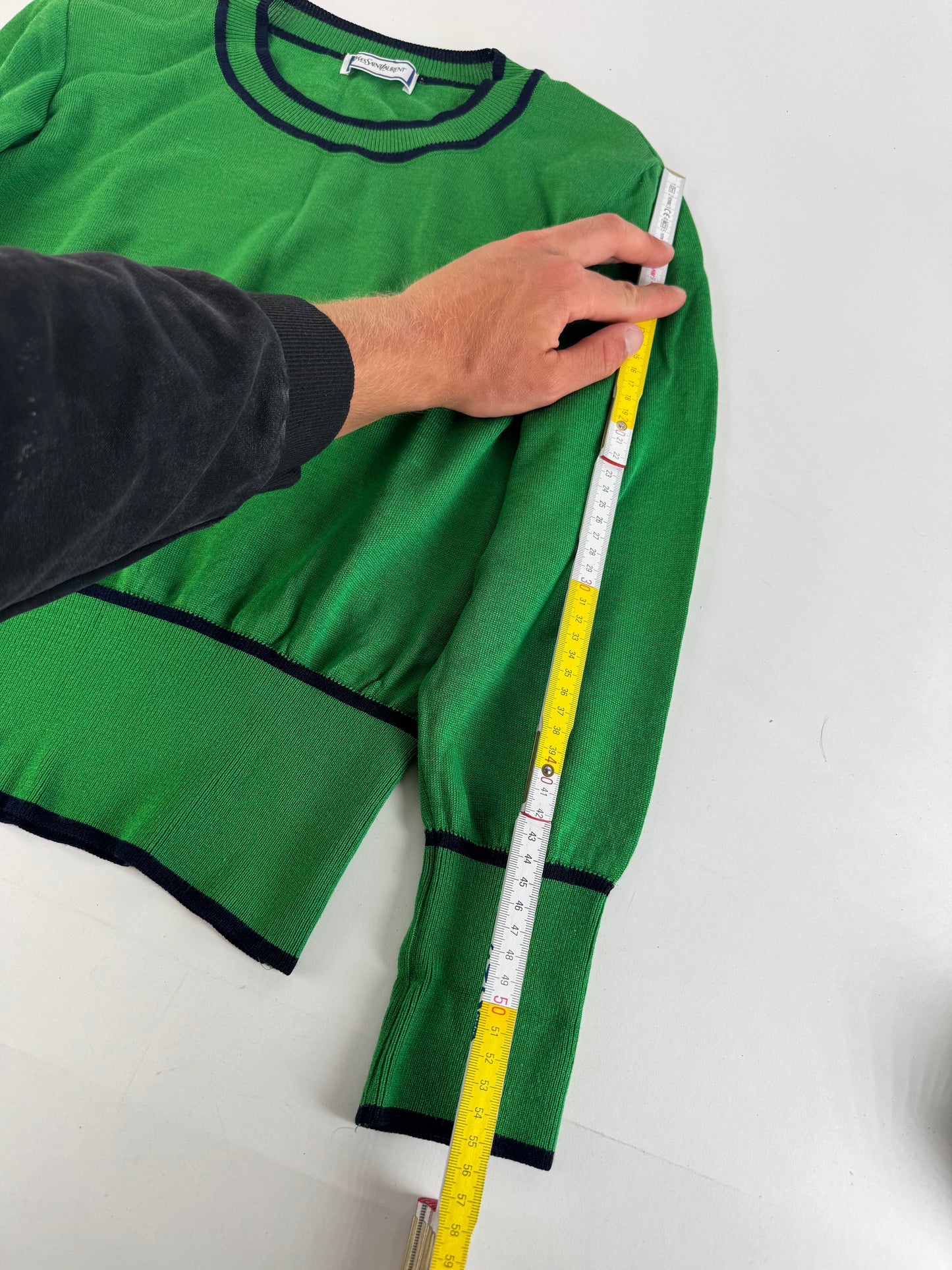 Vintage Yves Saint Laurent Crewneck Sweater Green Black M