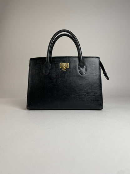 Vintage Courreges Leather Handbag Black