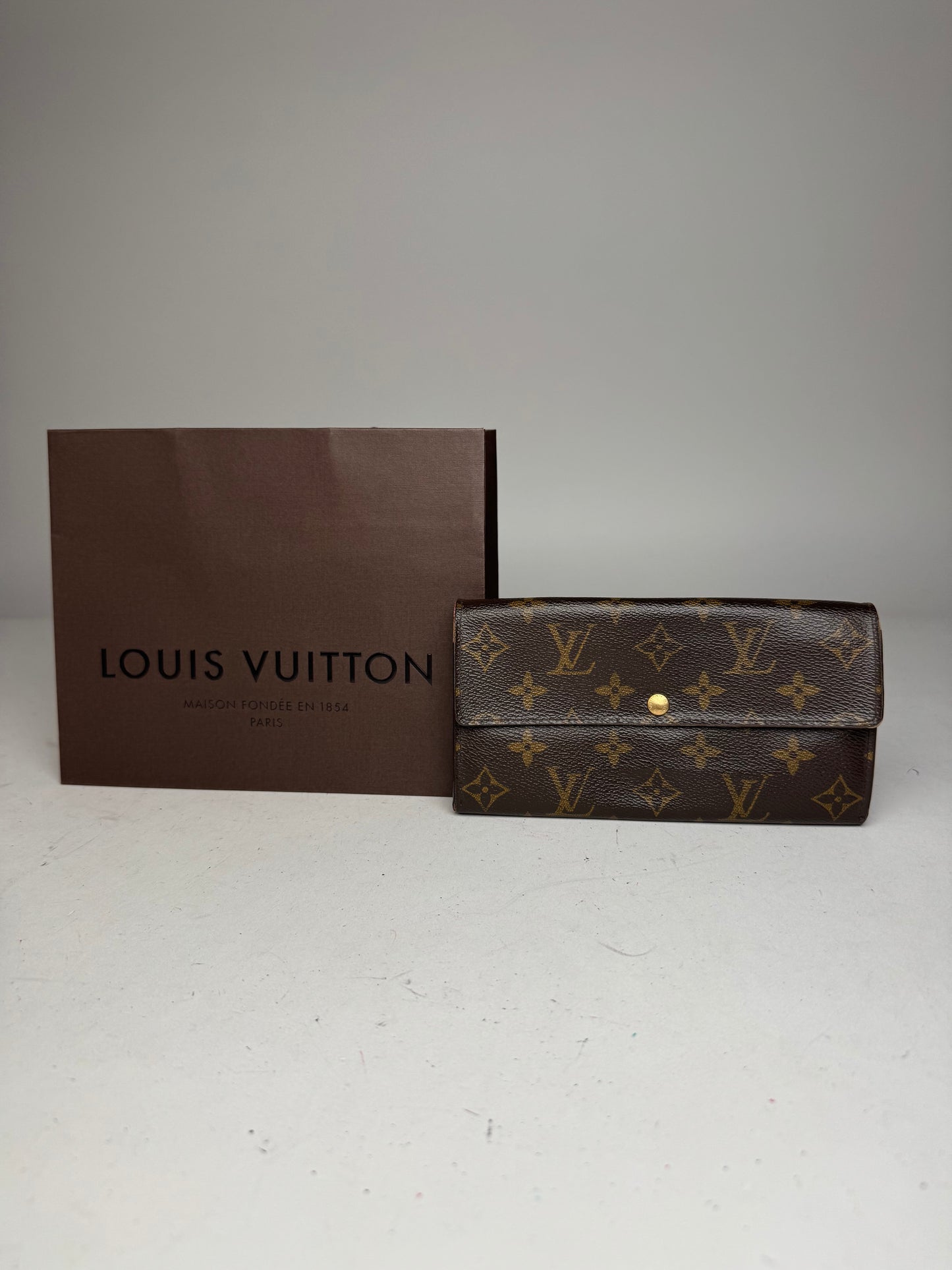 Vintage Louis Vuitton Monogram Leather Wallet Brown