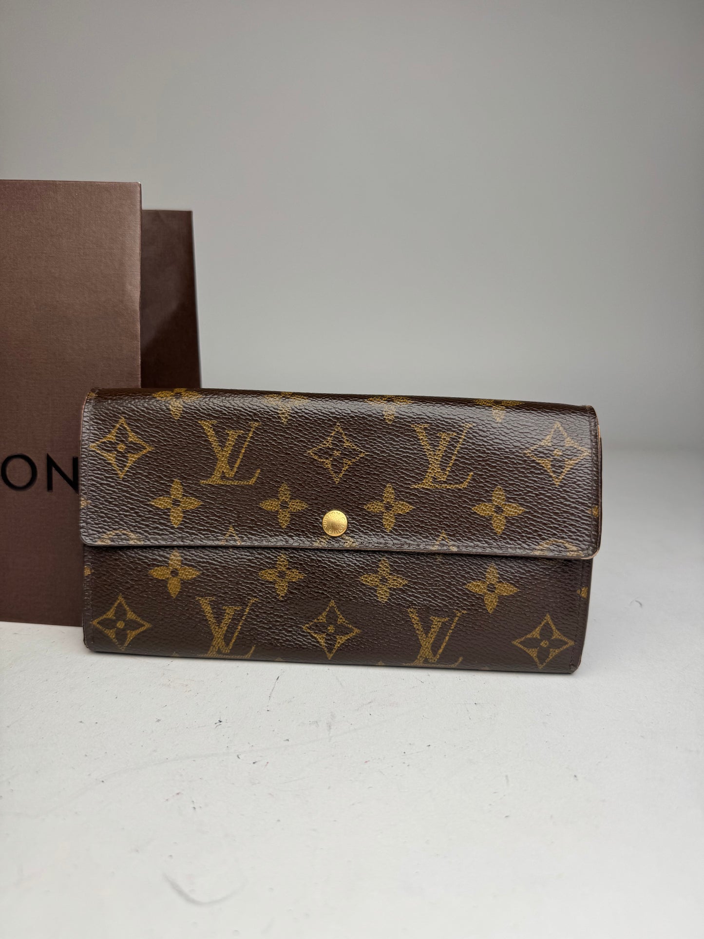 Vintage Louis Vuitton Monogram Leather Wallet Brown