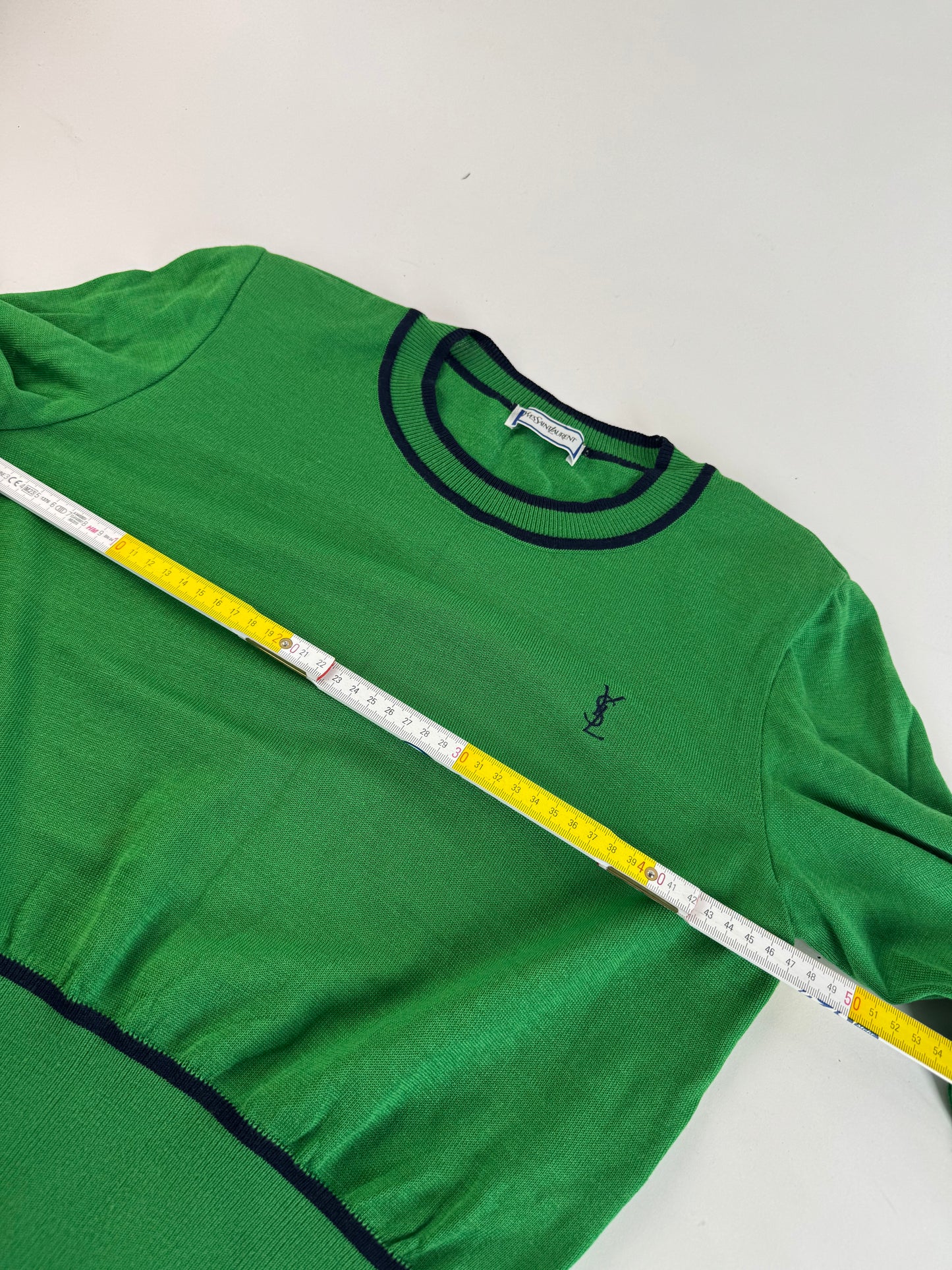 Vintage Yves Saint Laurent Crewneck Sweater Green Black M