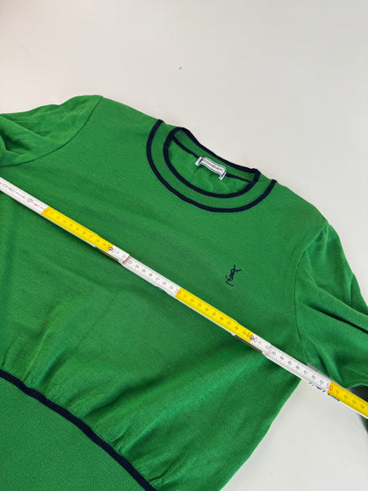 Vintage Yves Saint Laurent Crewneck Sweater Green Black M