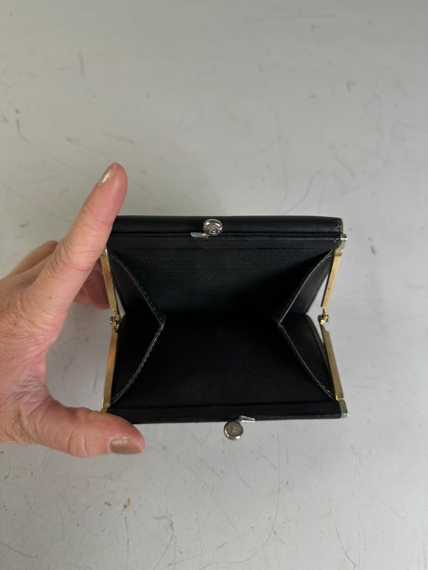 Vintage Fendi Zucca Canvas Leather Wallet Black Brown