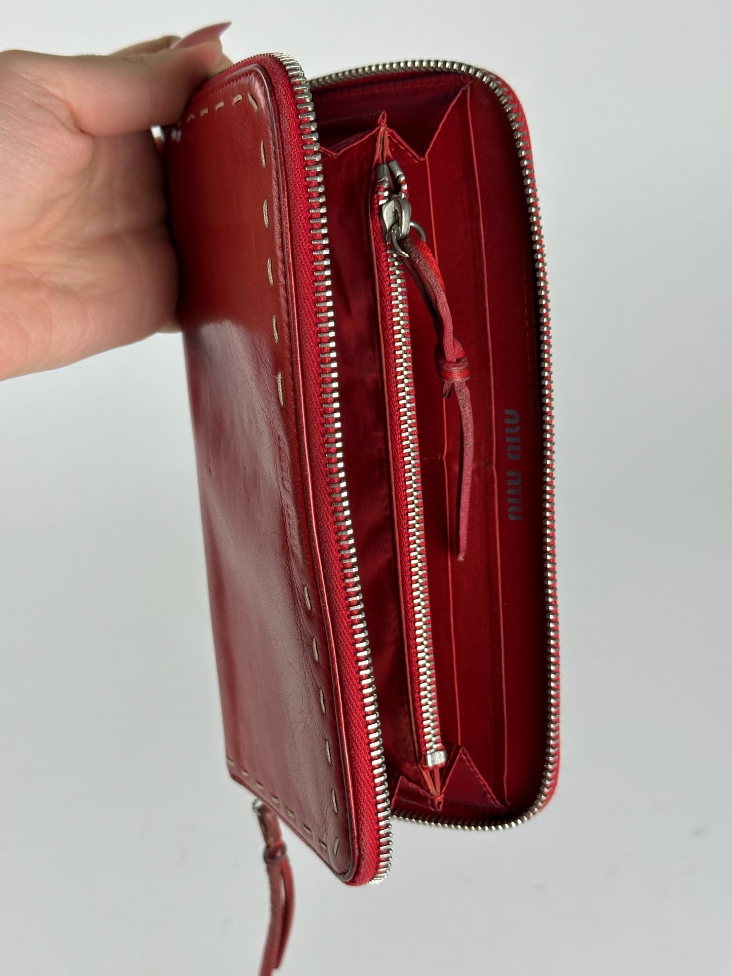Vintage Miu Miu Leather Wallet red