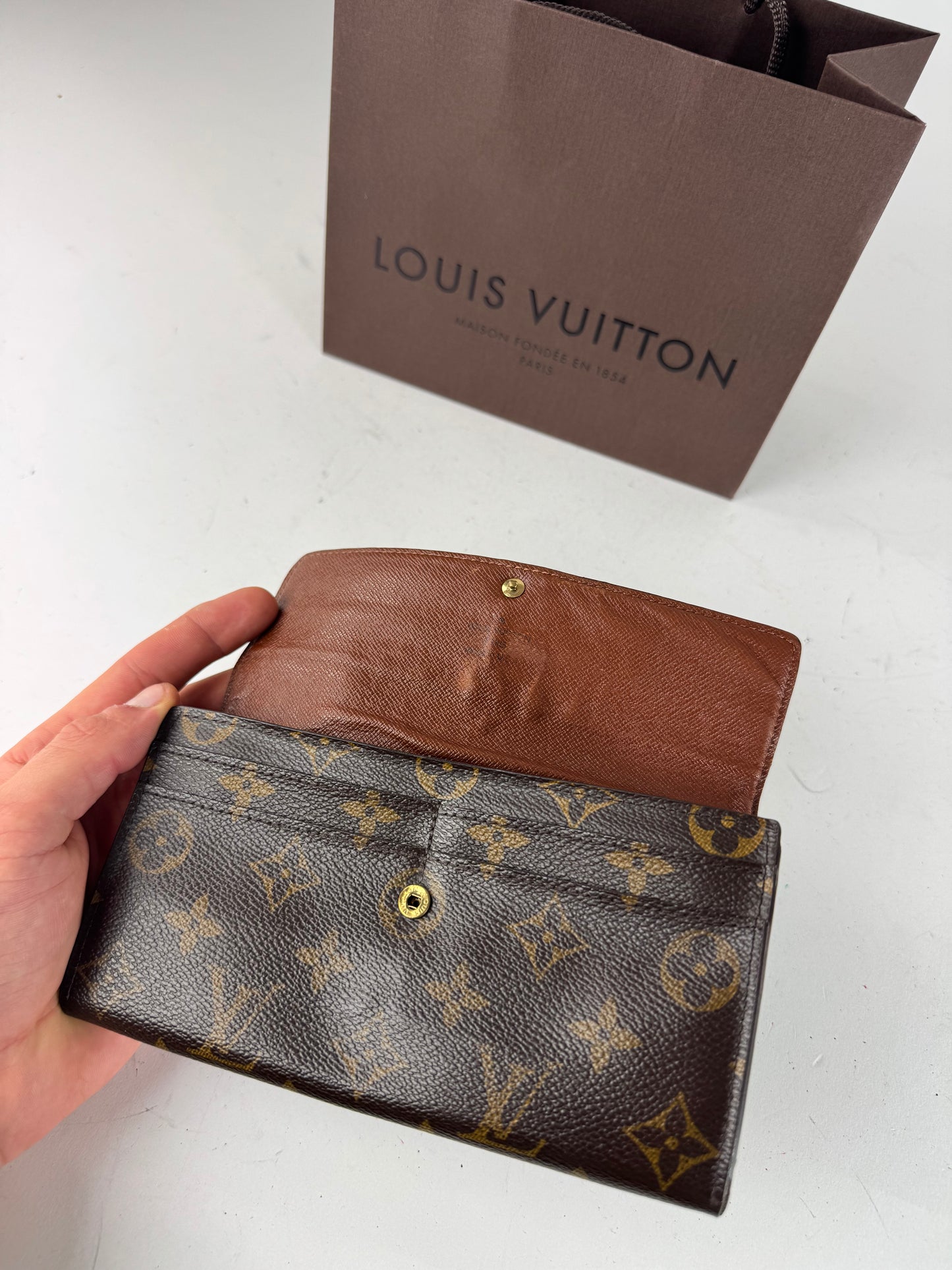 Vintage Louis Vuitton Monogram Leather Wallet Brown