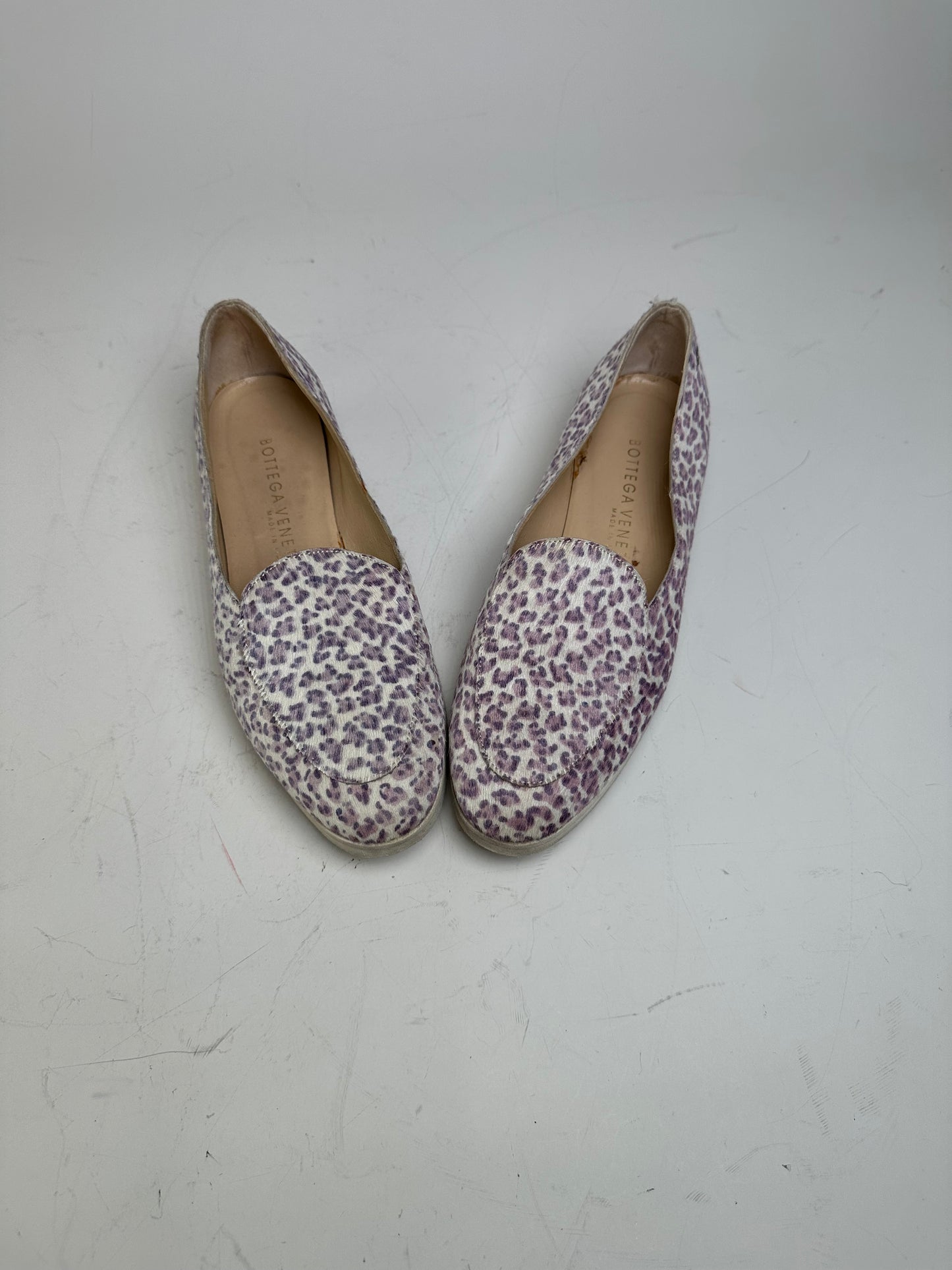 Vintage Bottega Veneta Embossed Leather Flats White Purple EU36.5