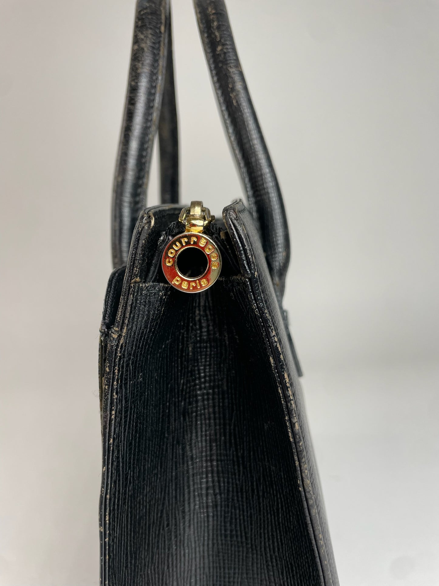 Vintage Courreges Leather Handbag Black