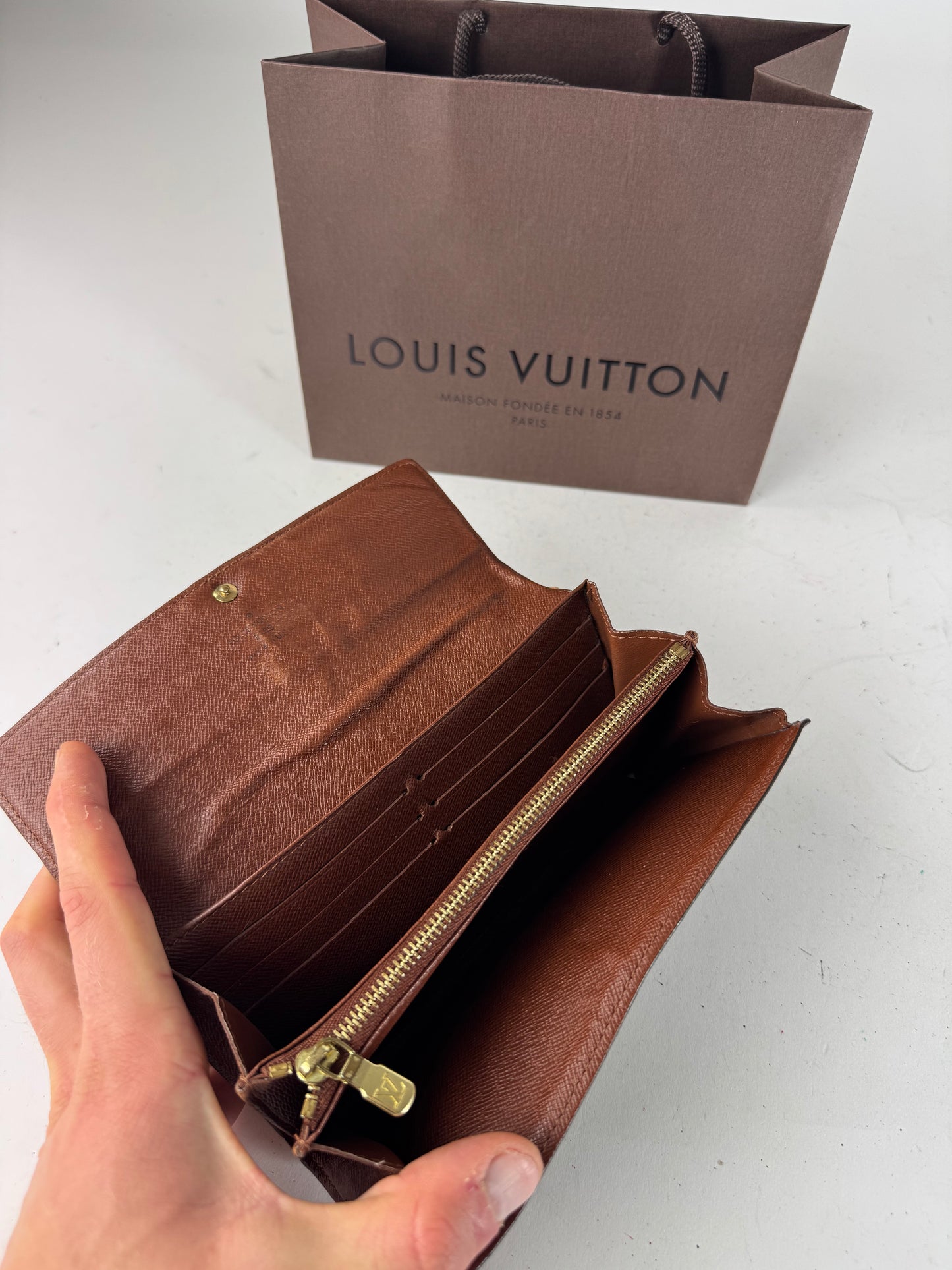 Vintage Louis Vuitton Monogram Leather Wallet Brown