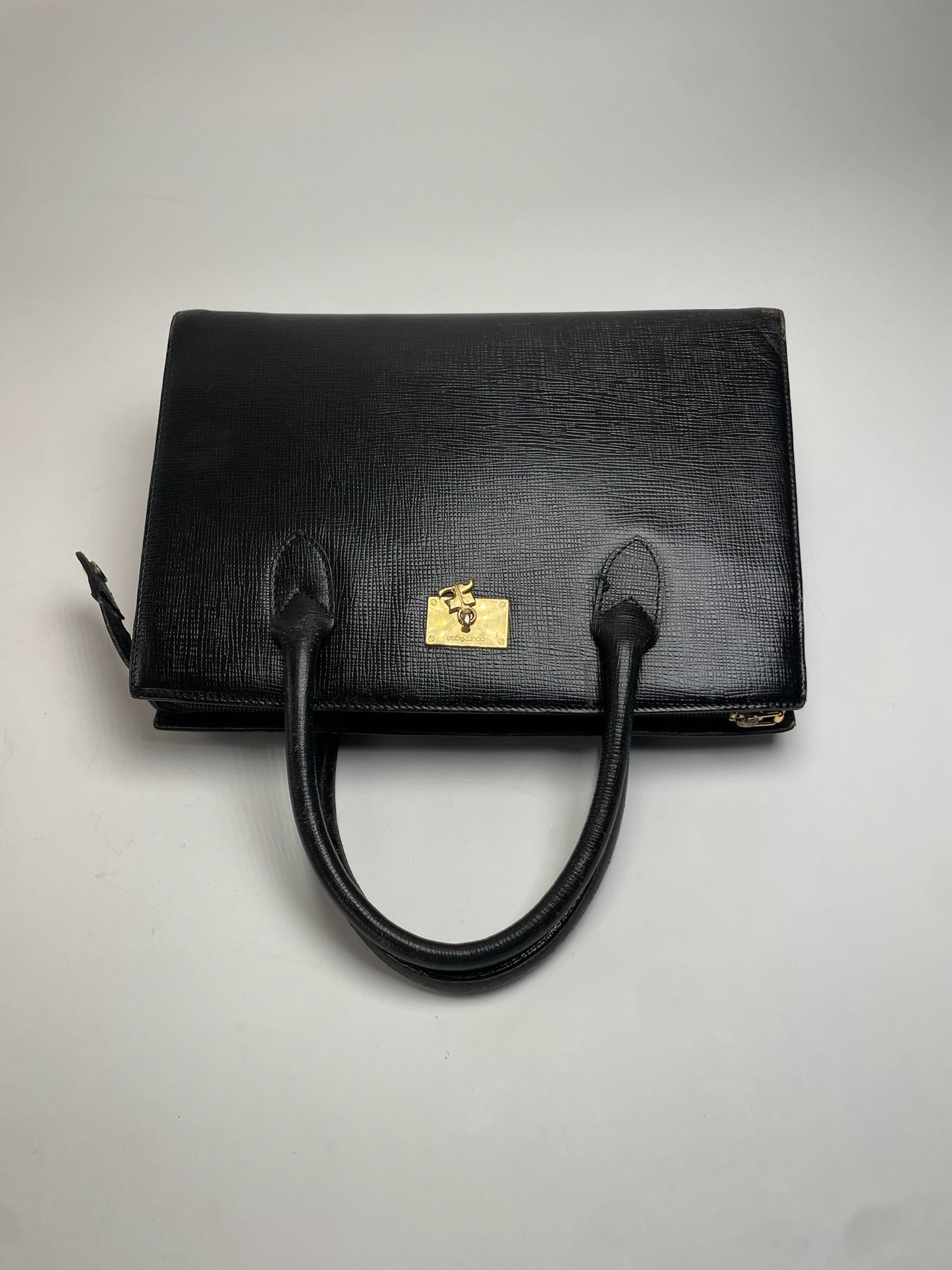 Vintage Courreges Leather Handbag Black