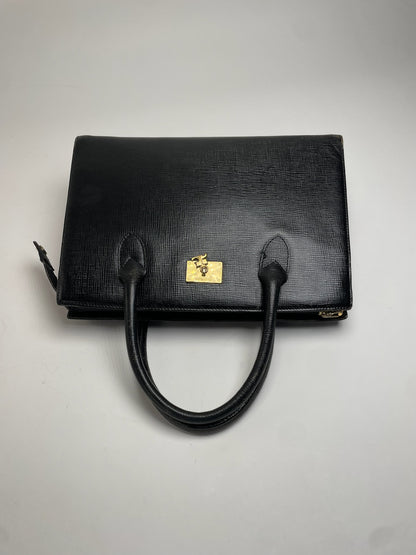 Vintage Courreges Leather Handbag Black