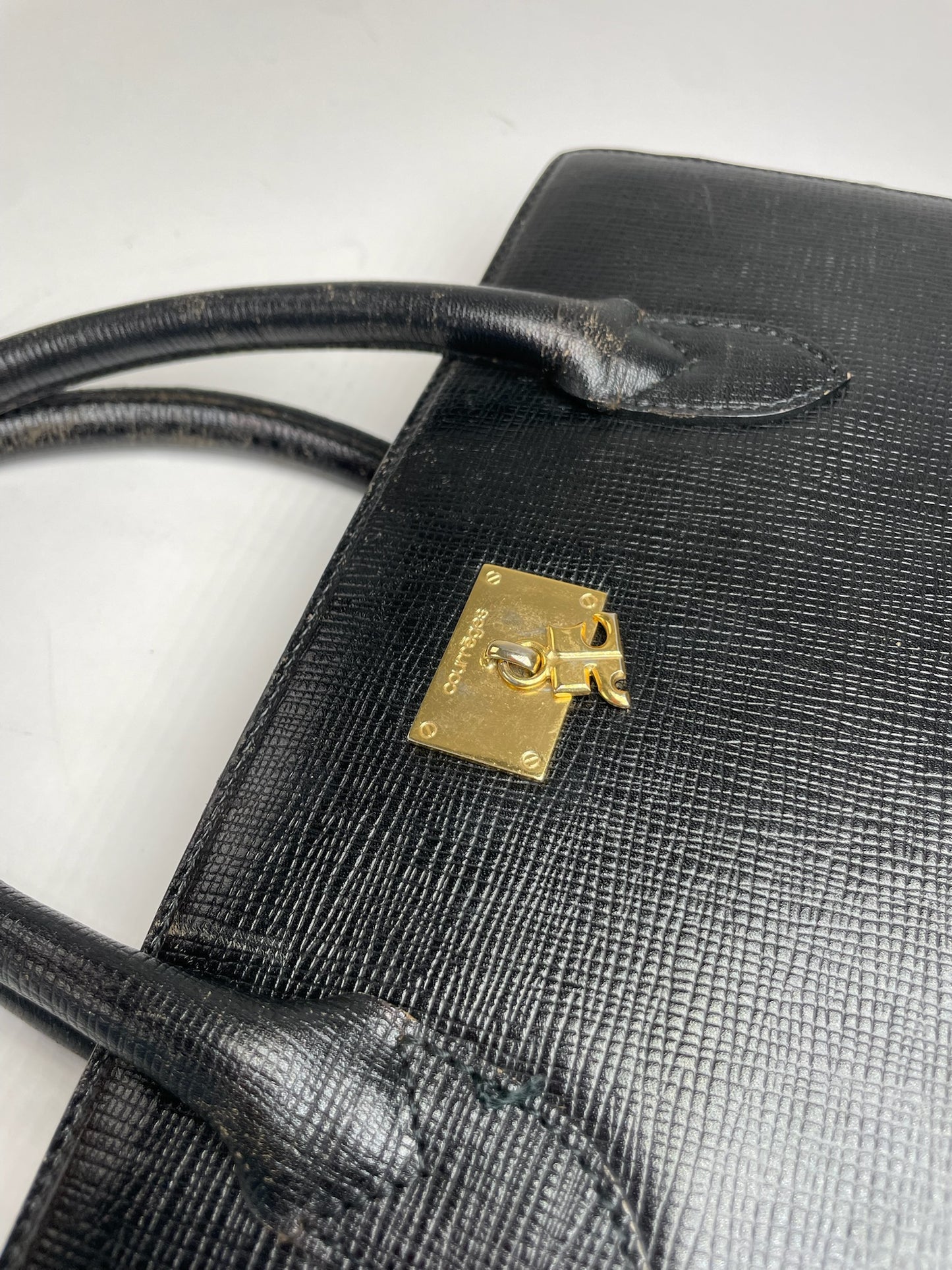 Vintage Courreges Leather Handbag Black