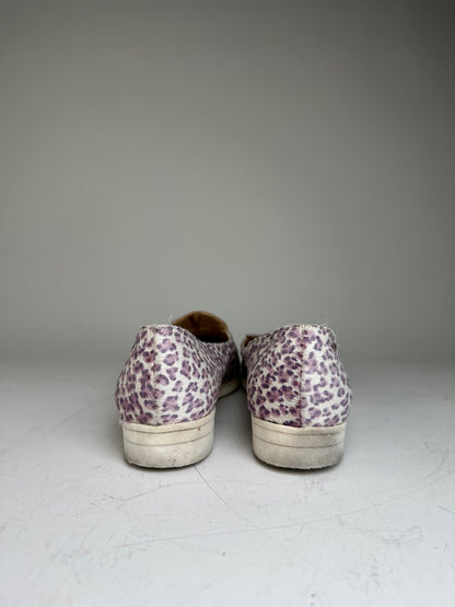Vintage Bottega Veneta Embossed Leather Flats White Purple EU36.5