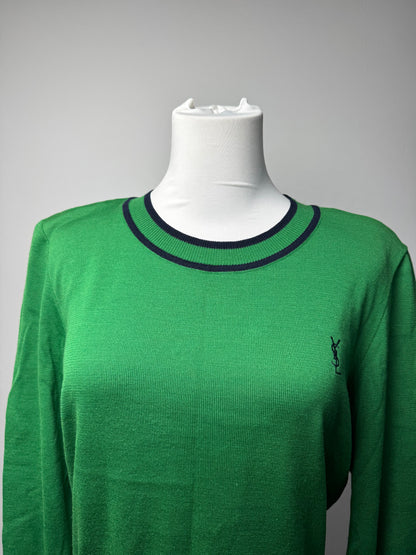 Vintage Yves Saint Laurent Crewneck Sweater Green Black M