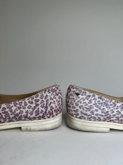 Vintage Bottega Veneta Embossed Leather Flats White Purple EU36.5