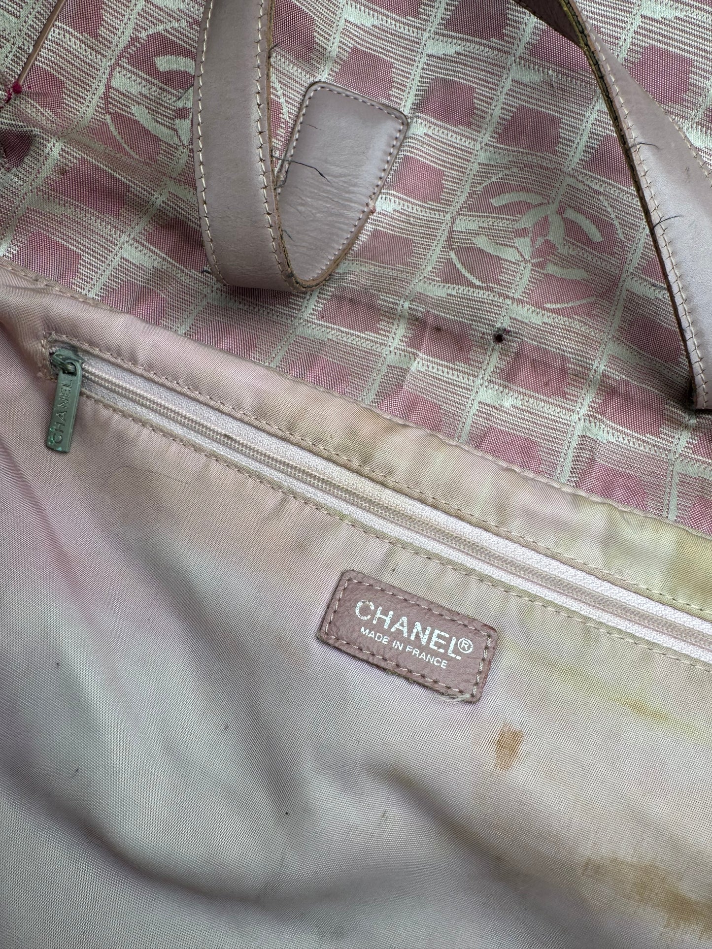 Vintage Chanel Monogram Tote Bag Pink