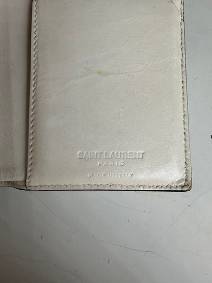 Vintage Saint Leather Wallet Cream Silver
