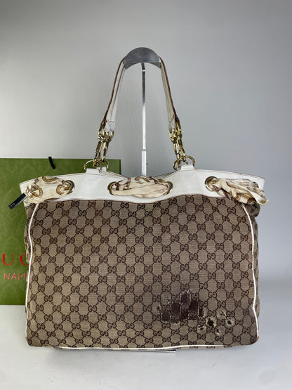 Vintage Gucci GG Supreme Canvas Tote Bag Brown Beige