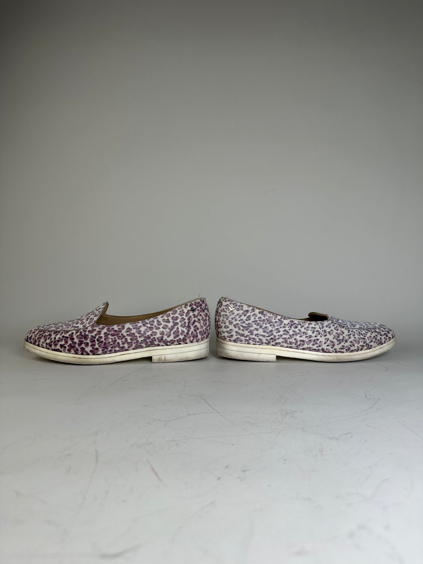 Vintage Bottega Veneta Embossed Leather Flats White Purple EU36.5