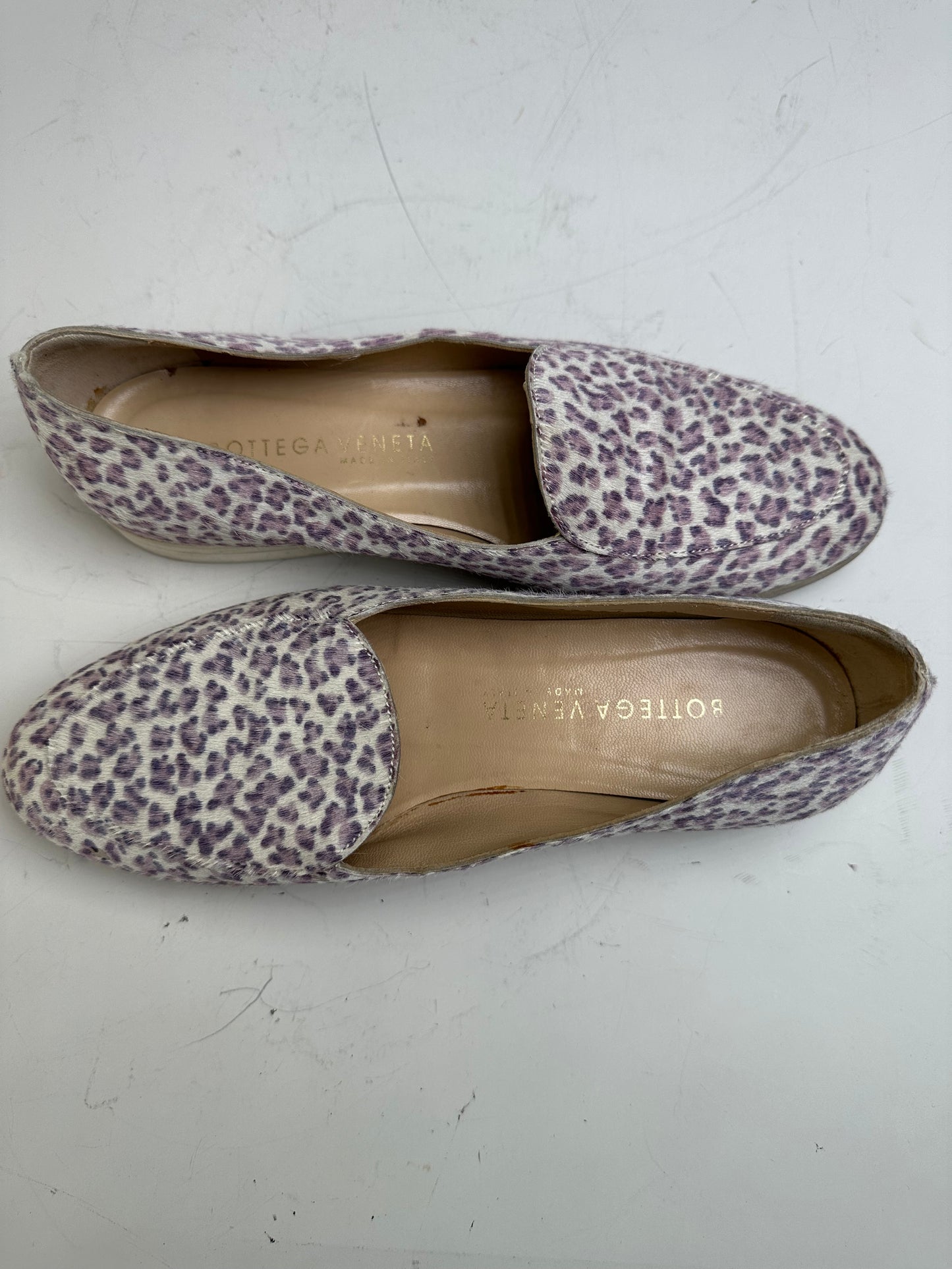 Vintage Bottega Veneta Embossed Leather Flats White Purple EU36.5