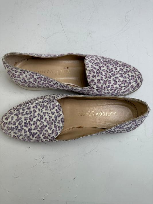 Vintage Bottega Veneta Embossed Leather Flats White Purple EU36.5
