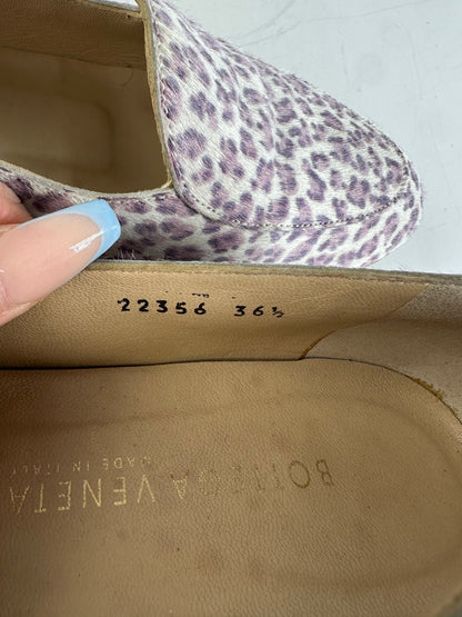 Vintage Bottega Veneta Embossed Leather Flats White Purple EU36.5
