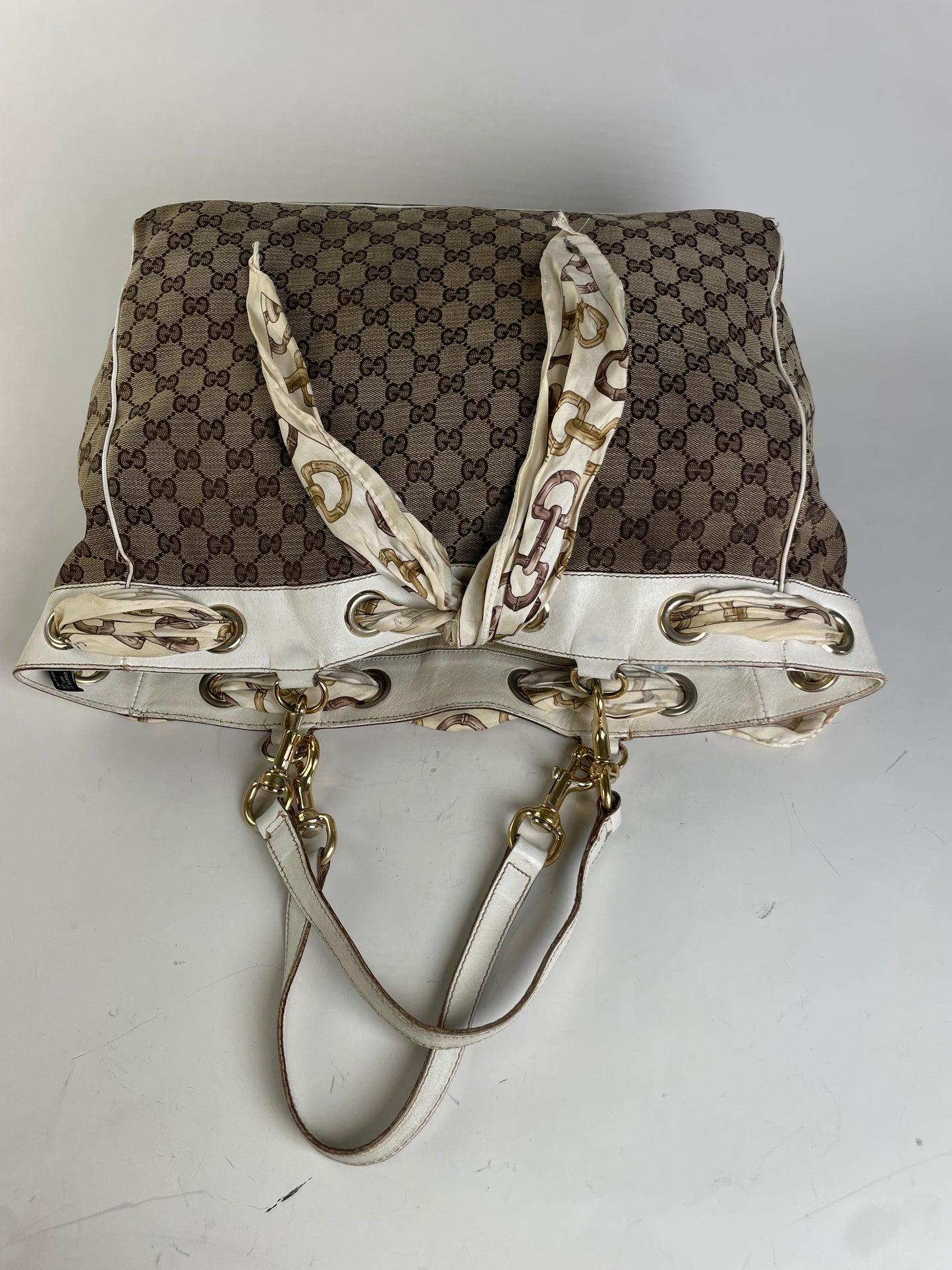 Vintage Gucci GG Supreme Canvas Tote Bag Brown Beige