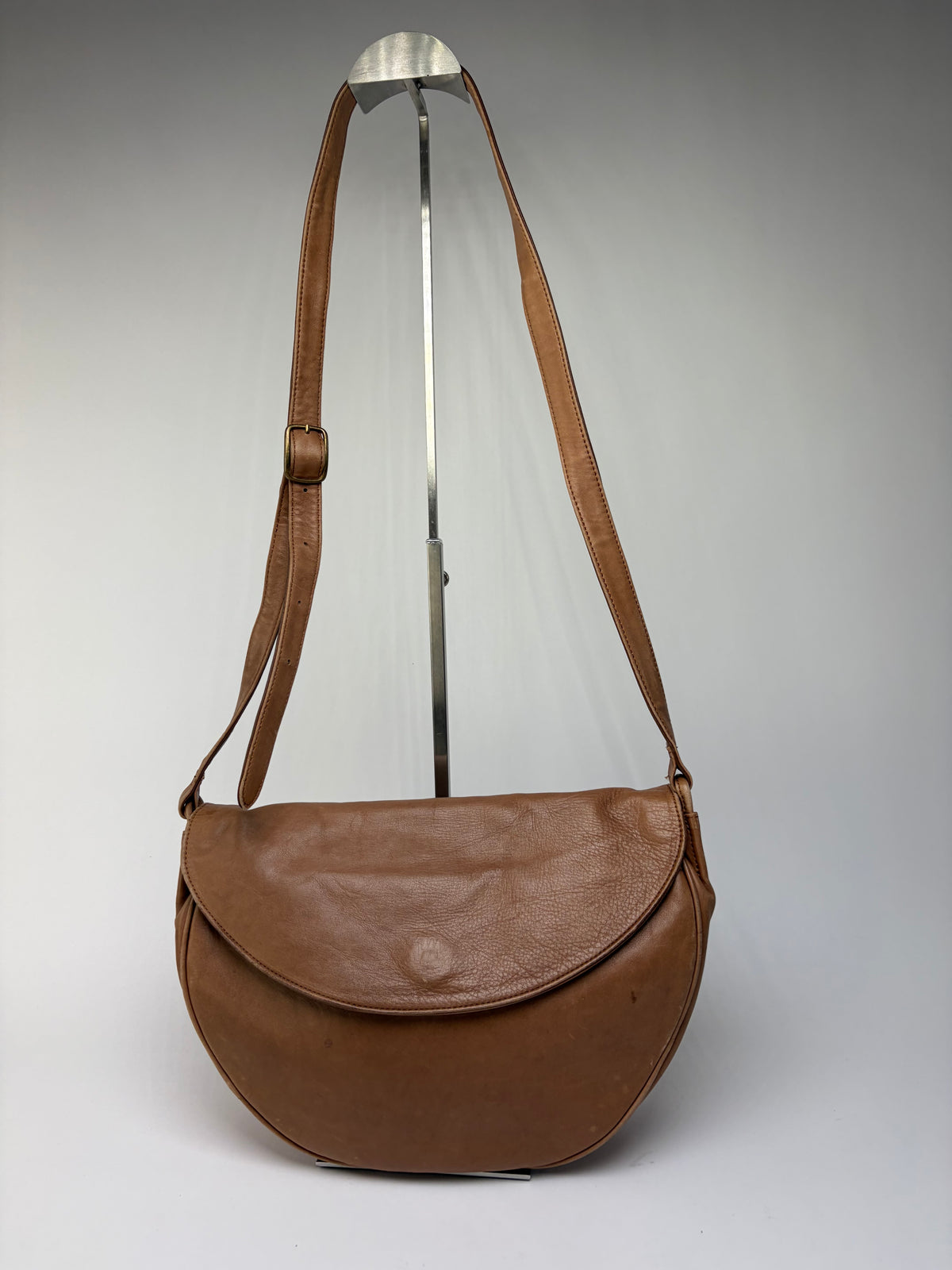Vintage Issey Miyake Flap Crossbody Bag Brown Gold