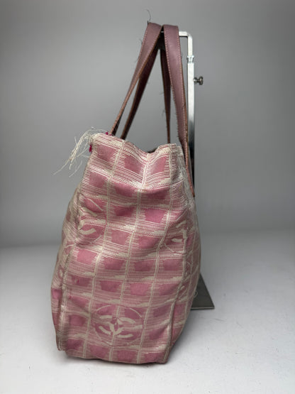 Vintage Chanel Monogram Tote Bag Pink