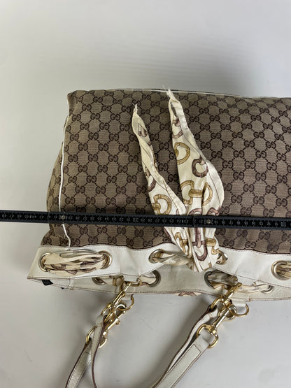 Vintage Gucci GG Supreme Canvas Tote Bag Brown Beige