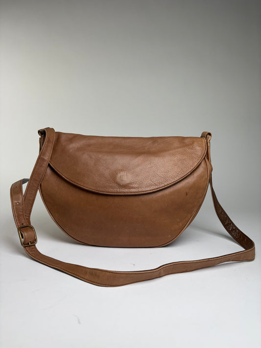 Vintage Issey Miyake Flap Crossbody Bag Brown Gold