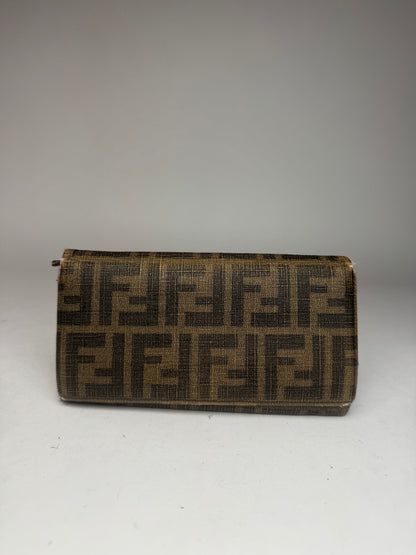 Vintage Fendi FF monogram Leather Wallet Brown