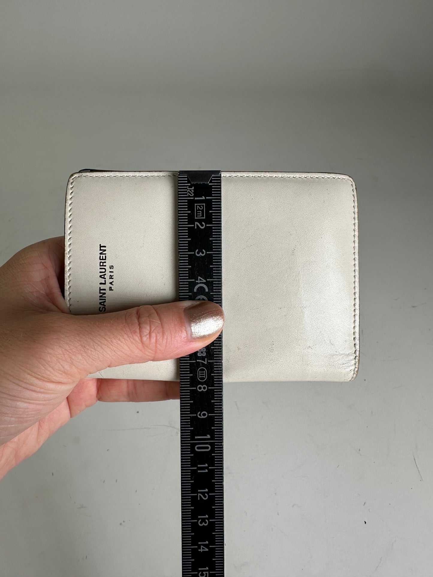 Vintage Saint Leather Wallet Cream Silver
