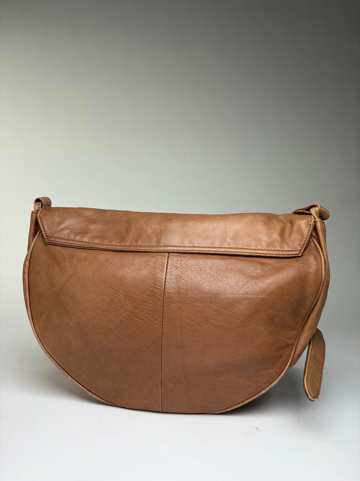 Vintage Issey Miyake Flap Crossbody Bag Brown Gold