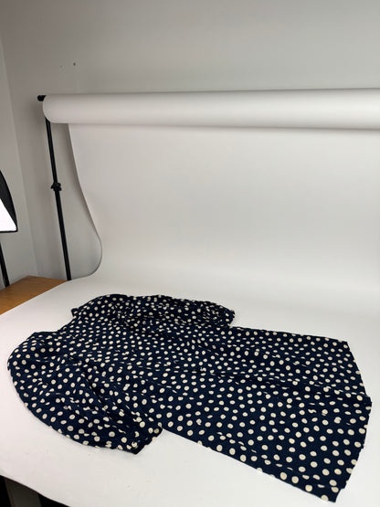 Vintage Dior polkadot Silk Dress navy White L