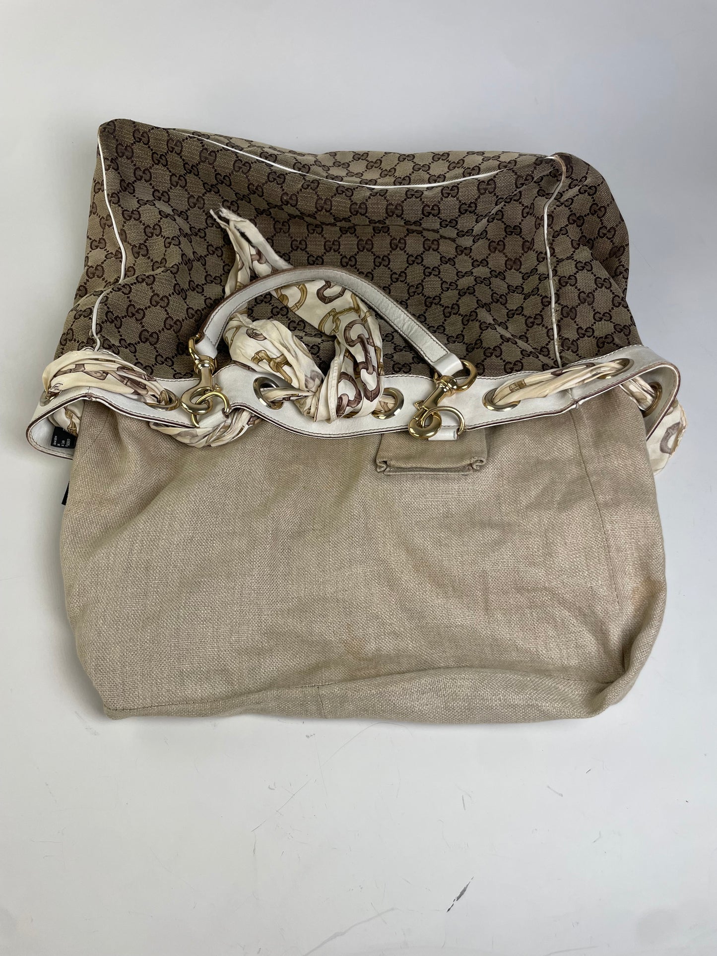 Vintage Gucci GG Supreme Canvas Tote Bag Brown Beige