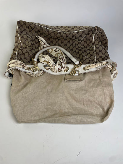 Vintage Gucci GG Supreme Canvas Tote Bag Brown Beige