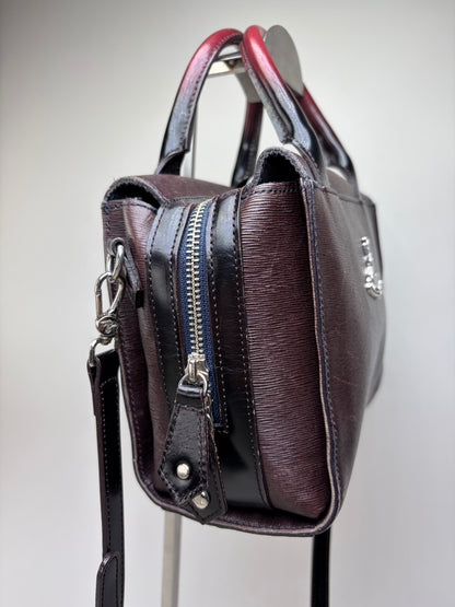 Vintage Vivienne Westwood Textured Leather Handbag Burgundy Black