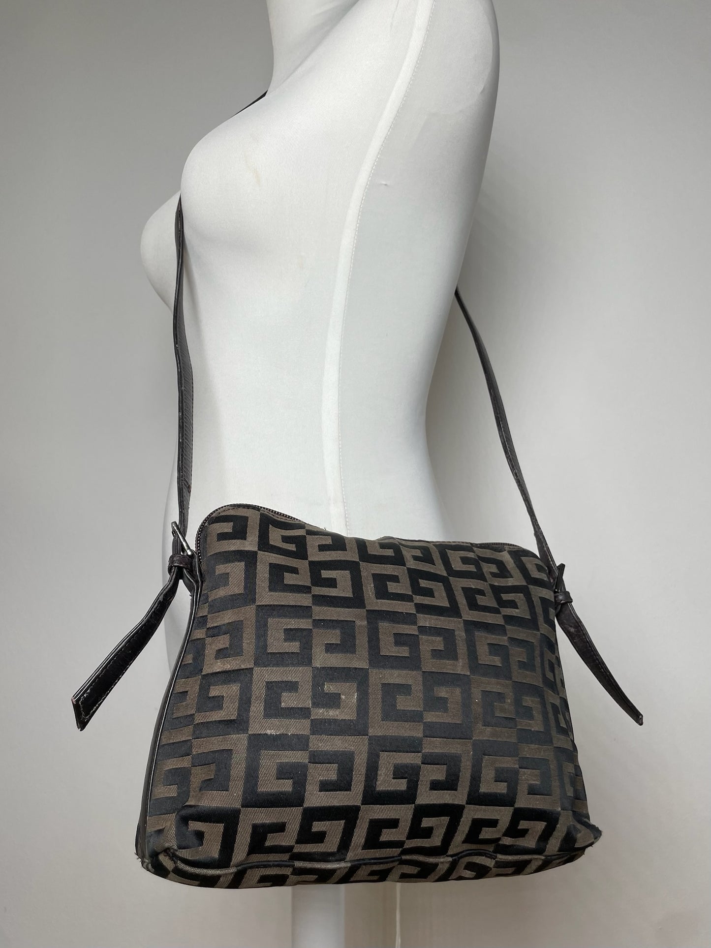 Vintage Givenchy Monogram Shoulder Bag Brown